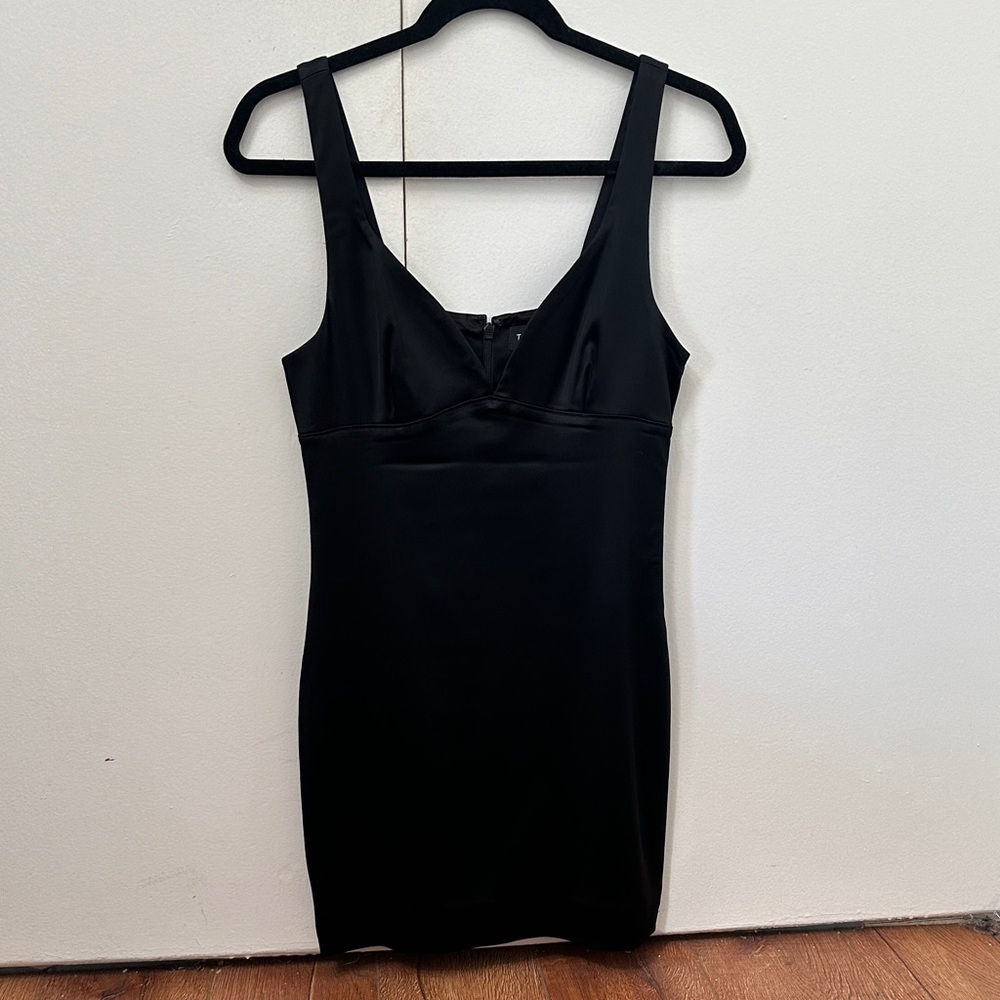 Babaton Black Satin Mini Dress